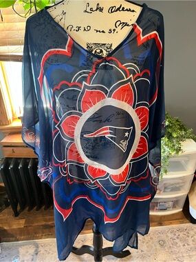 Officially Licensed NFL Flower Caftan - New England- Patriots- One Size- Adult